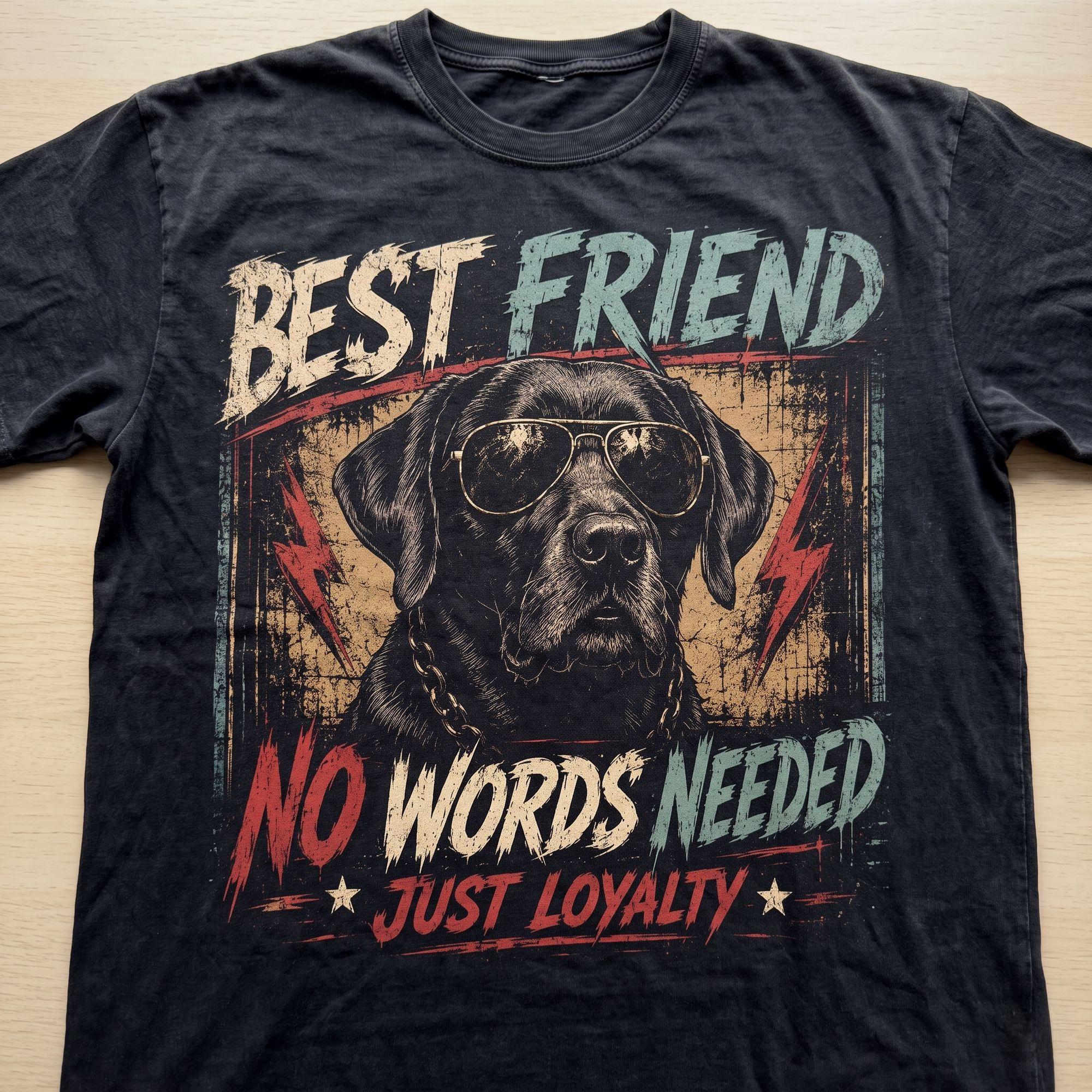 Best Friend No Words Needed Just Loyalty Black Labrador Vintage Graphic T-Shirt