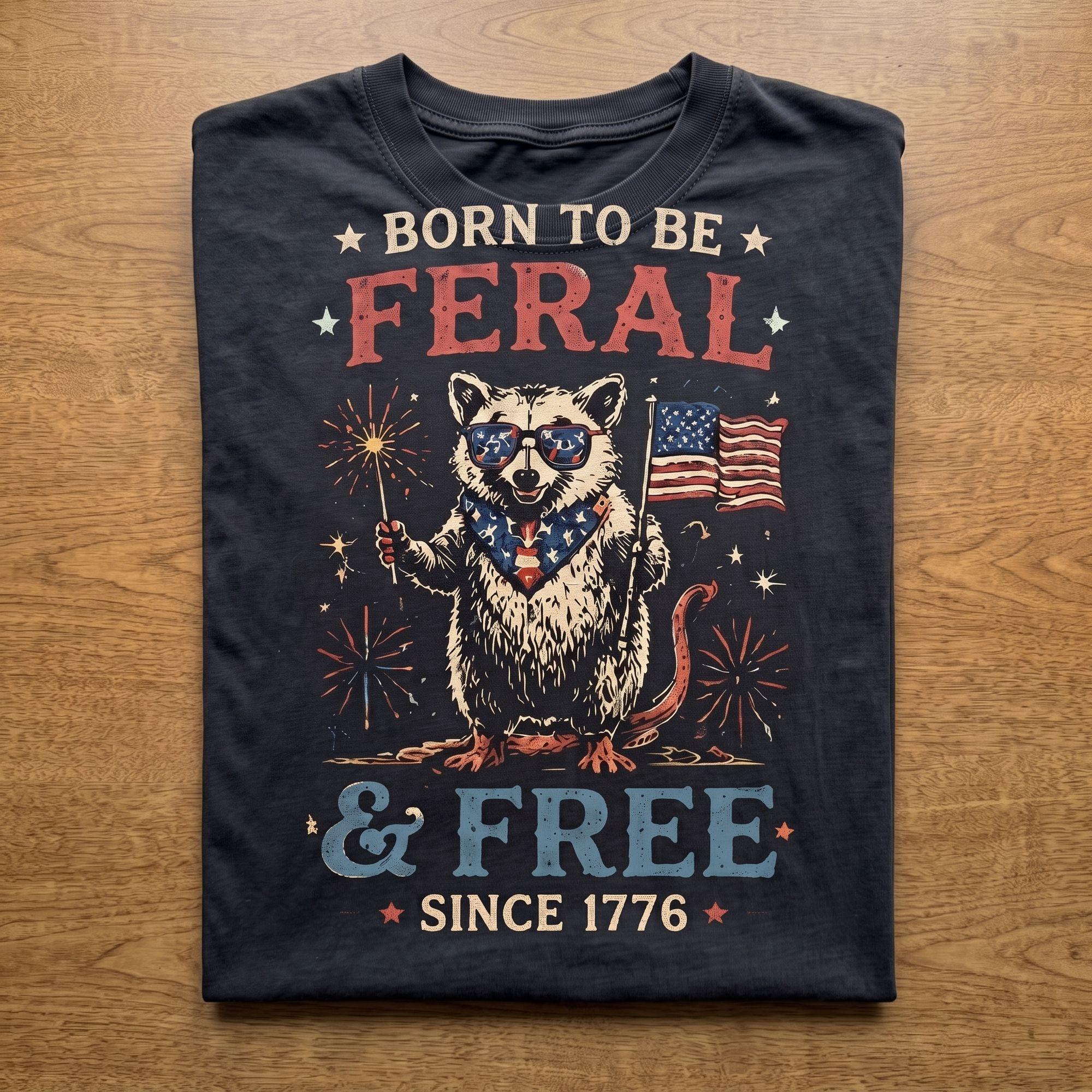 Funny Patriotic Feral Raccoon Since 1776 Vintage T-shirt