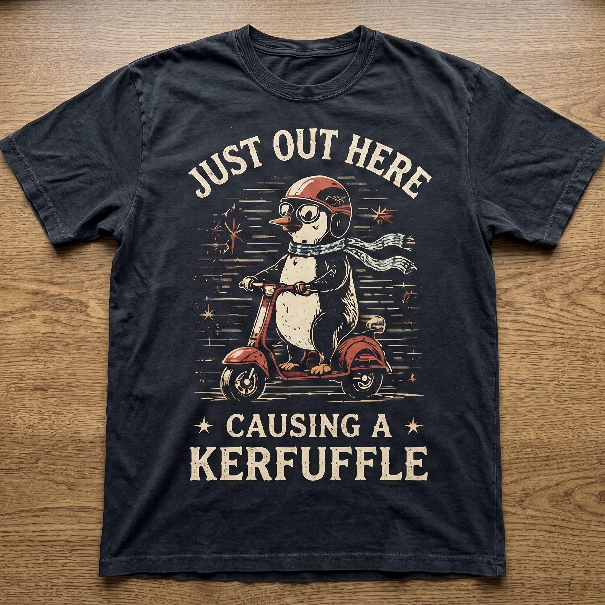 Funny Penguin Scooter Kerfuffle Vintage T-shirt