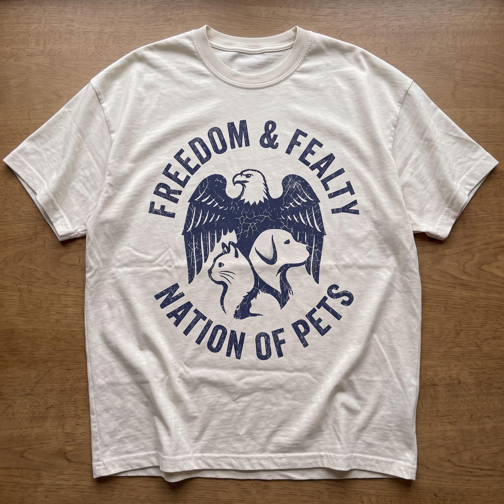 Freedom & Fealty Vintage Eagle Cat Dog T-Shirt – Nation of Pets Patriotic Graphic Tee