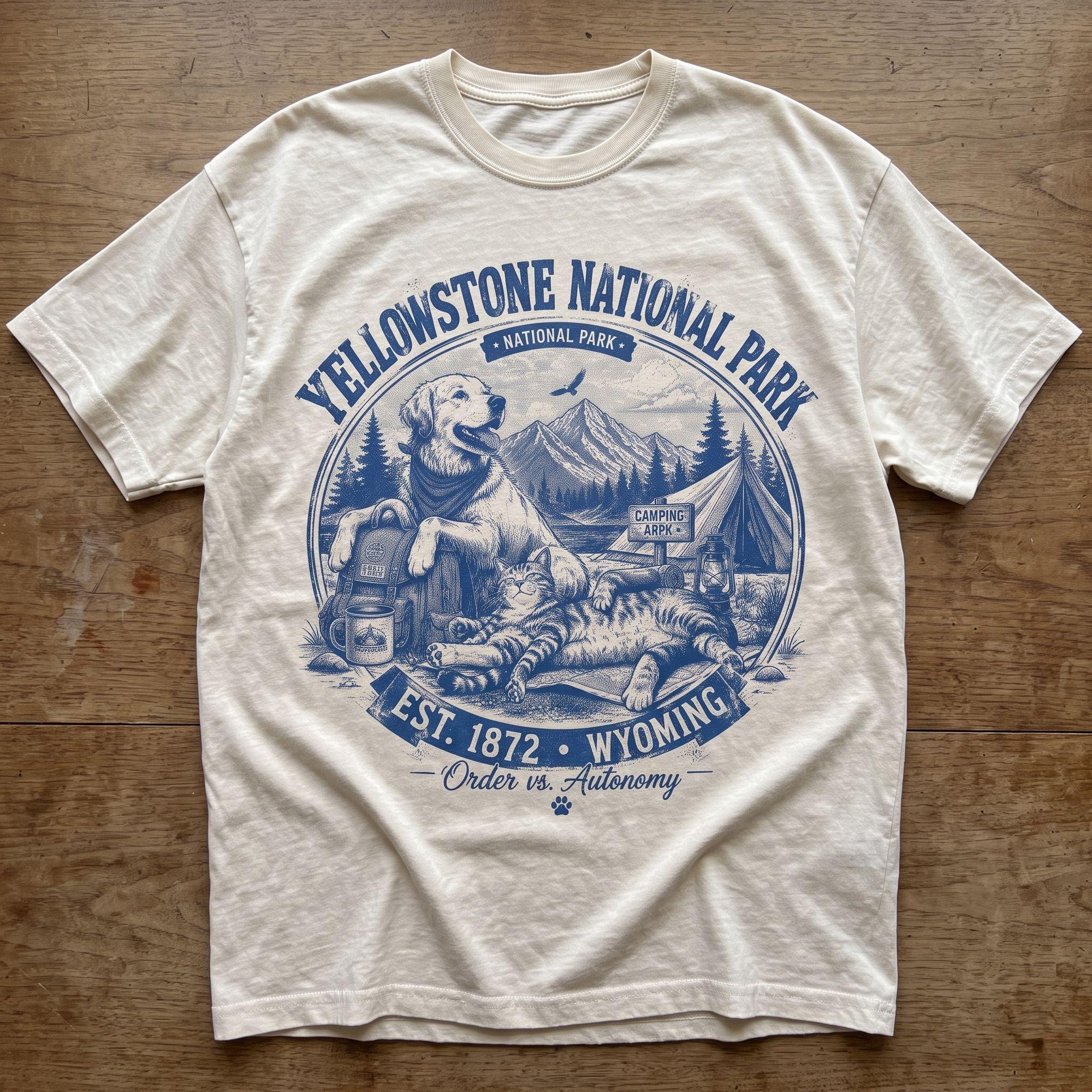 Yellowstone Grand Pioneers Vintage Pets T-Shirt – Wild & Free Companions Nature Graphic