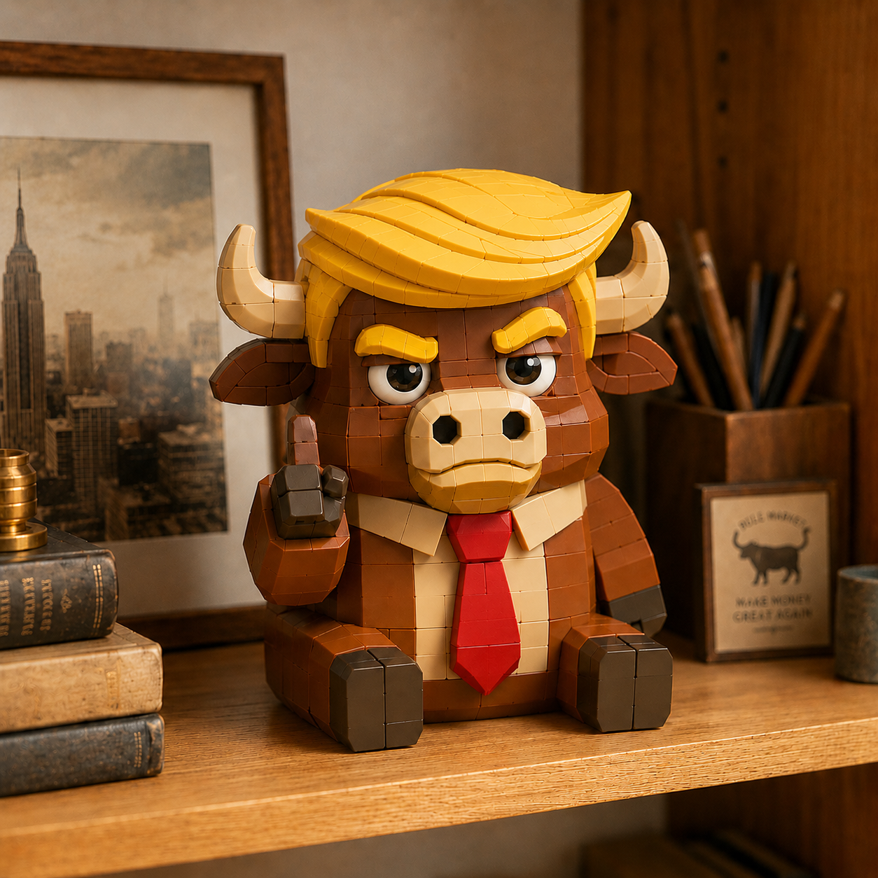 The Golden-Haired Grumpy Bull Building Block Set