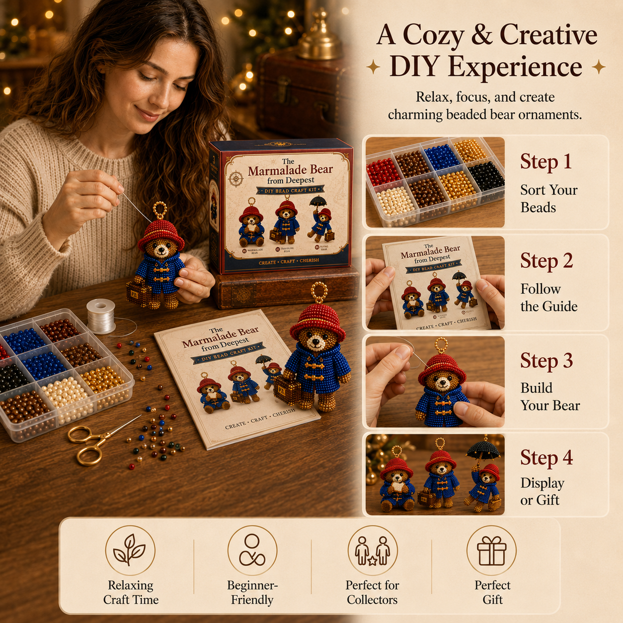 The Marmalade Bear from Deepest Peru DIY Bead Craft Kit