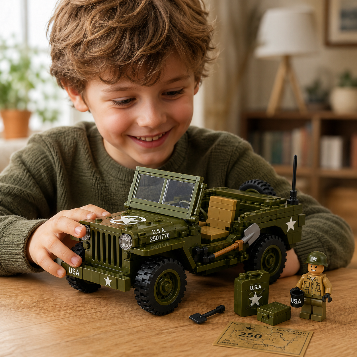 America 250th Willys-Style Military Jeep Building Block Set