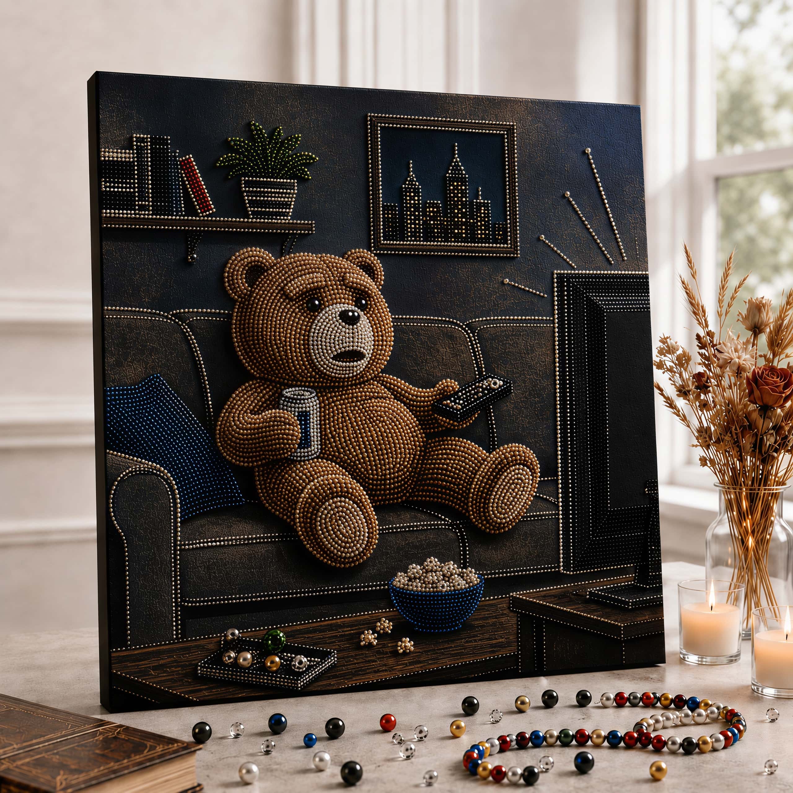 Couch Potato Bear DIY 3D Beaded Art Kit