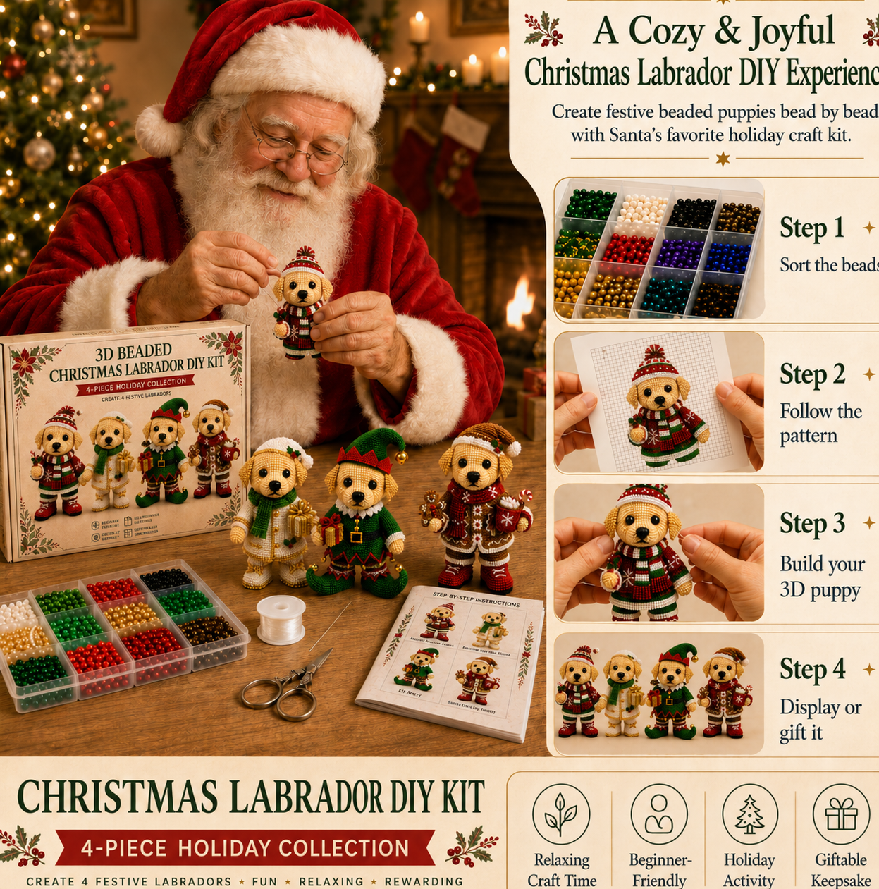 Christmas 3D Beaded Labrador DIY Kit