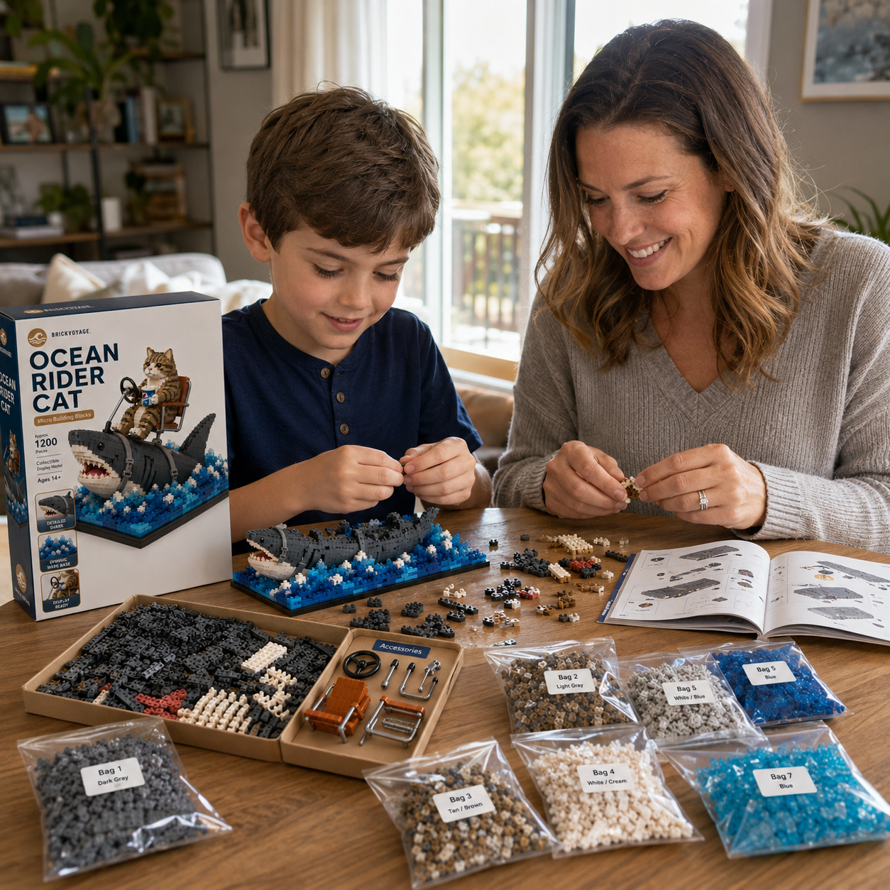 Ocean Rider Cat Micro Building Blocks Set