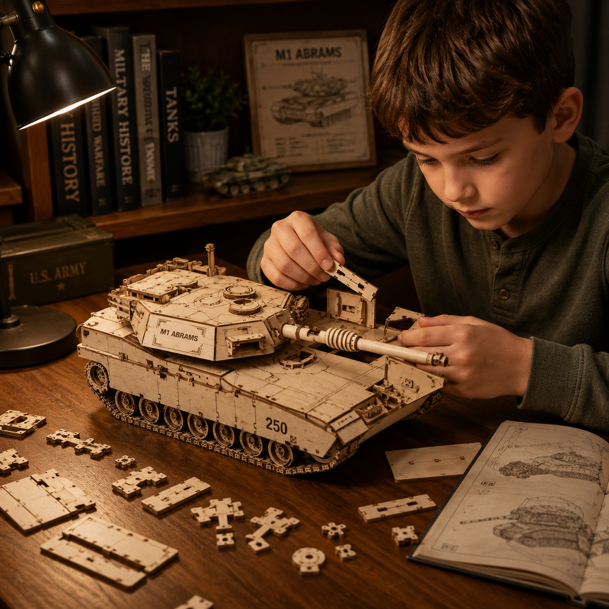 M1 Abrams Main Battle Tank 3D Wooden Puzzle Model – America 250th Anniversary Edition