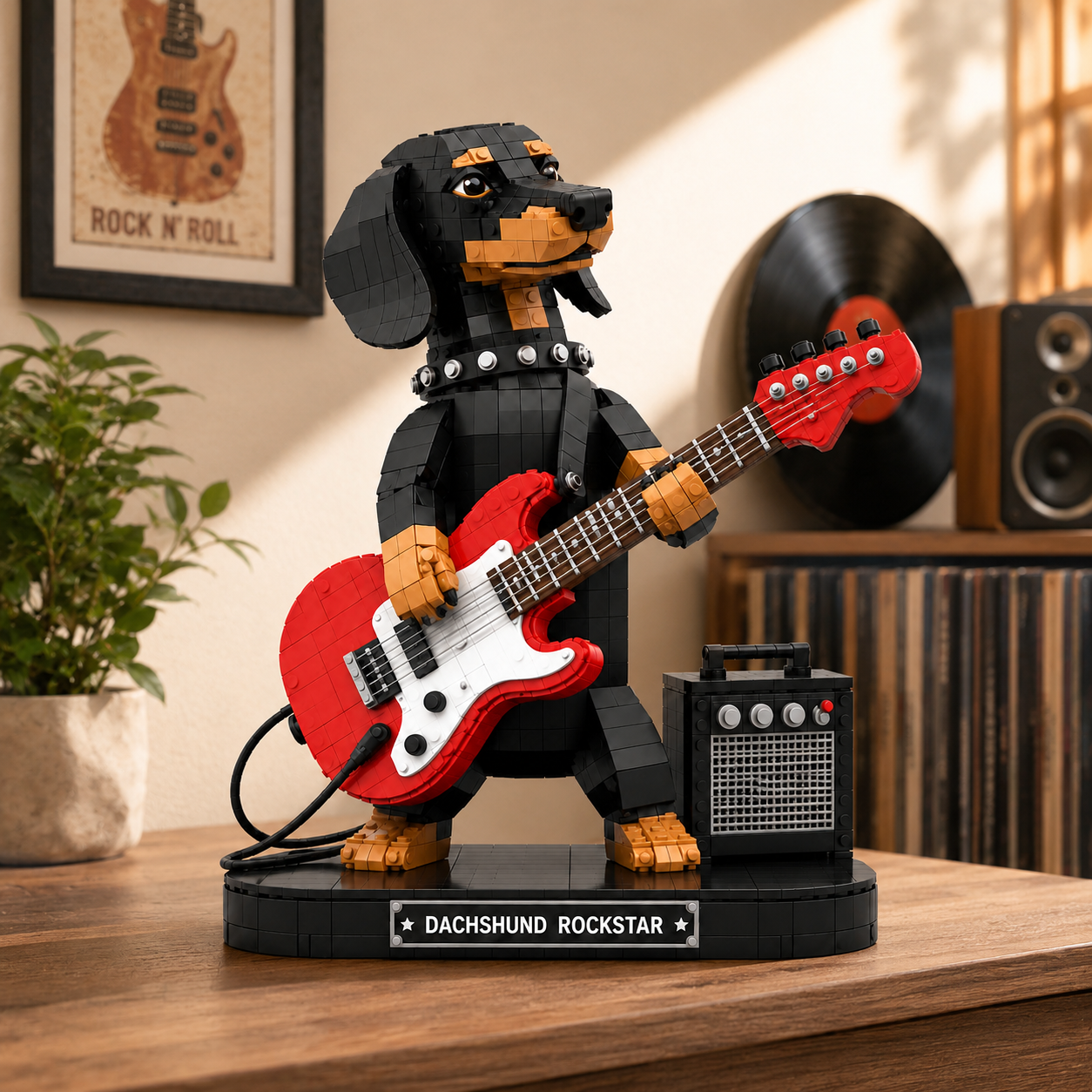 Dachshund Rock Party Building Block Display Set