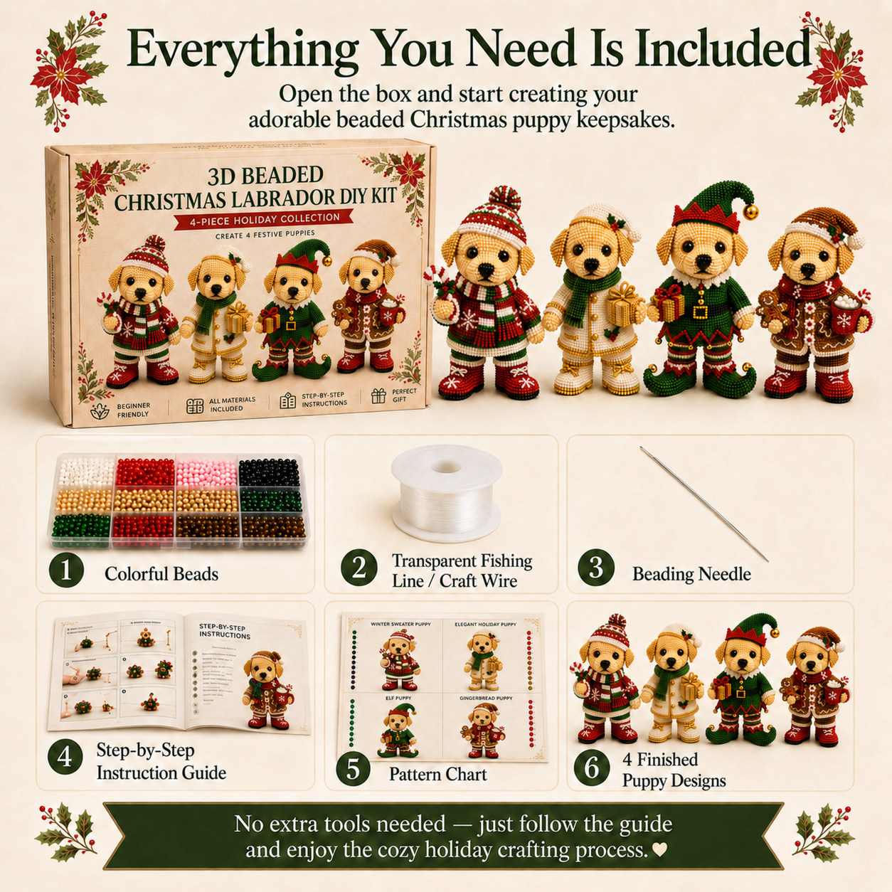 Christmas 3D Beaded Labrador DIY Kit