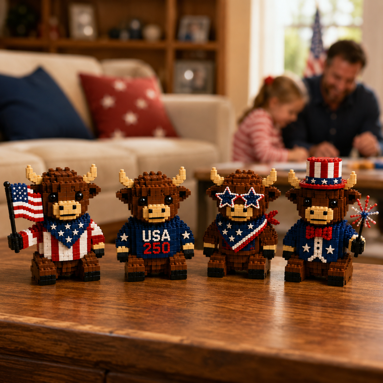 USA 250 Highland Cow 🐂 Block Build Kit