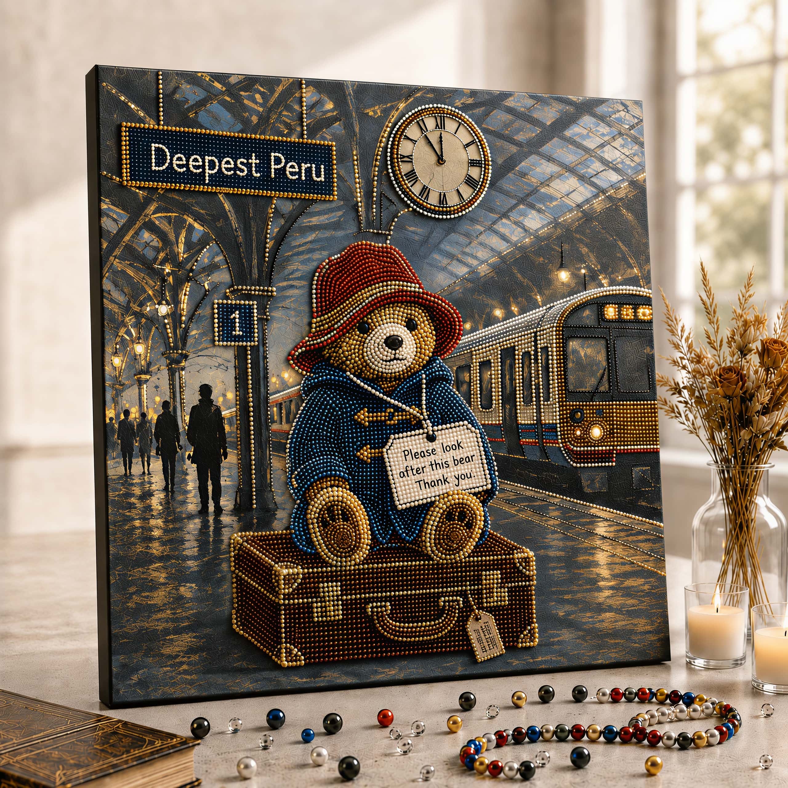 The Marmalade Bear from Deepest Peru DIY 3D Beaded Art Kit