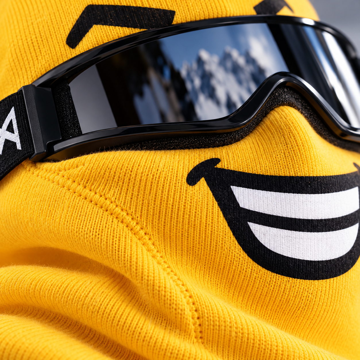 Close-up of NOVA MINI funny face ski mask design