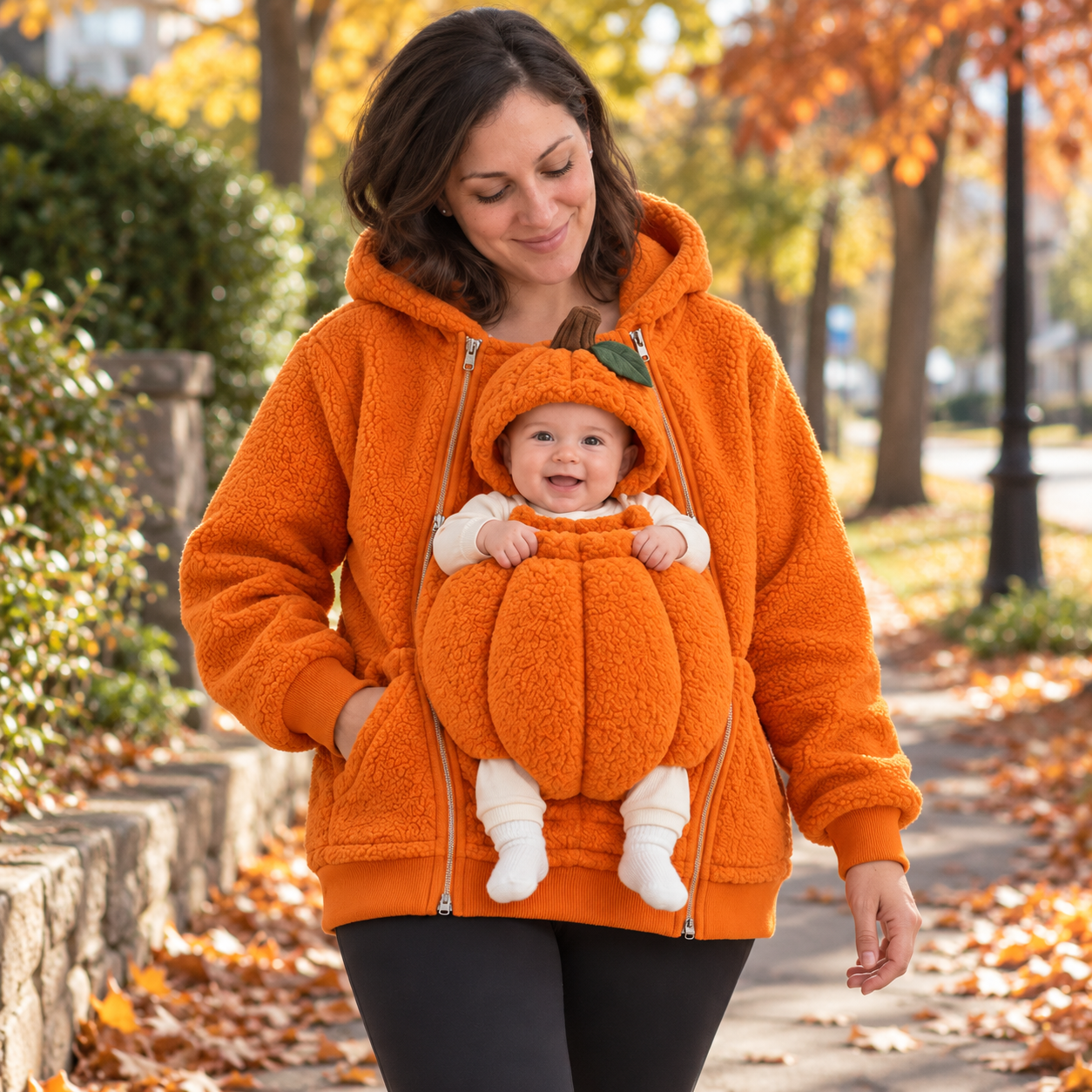 Front design of Little Pumpkin Mommy and Baby Hoodie