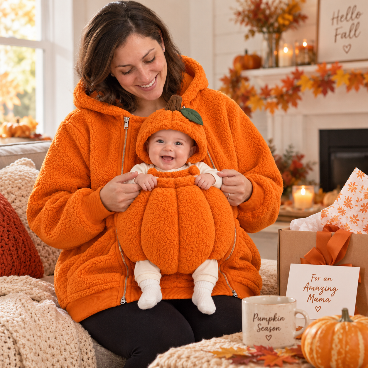 Little Pumpkin Close to My Heart Mommy and Baby Hoodie