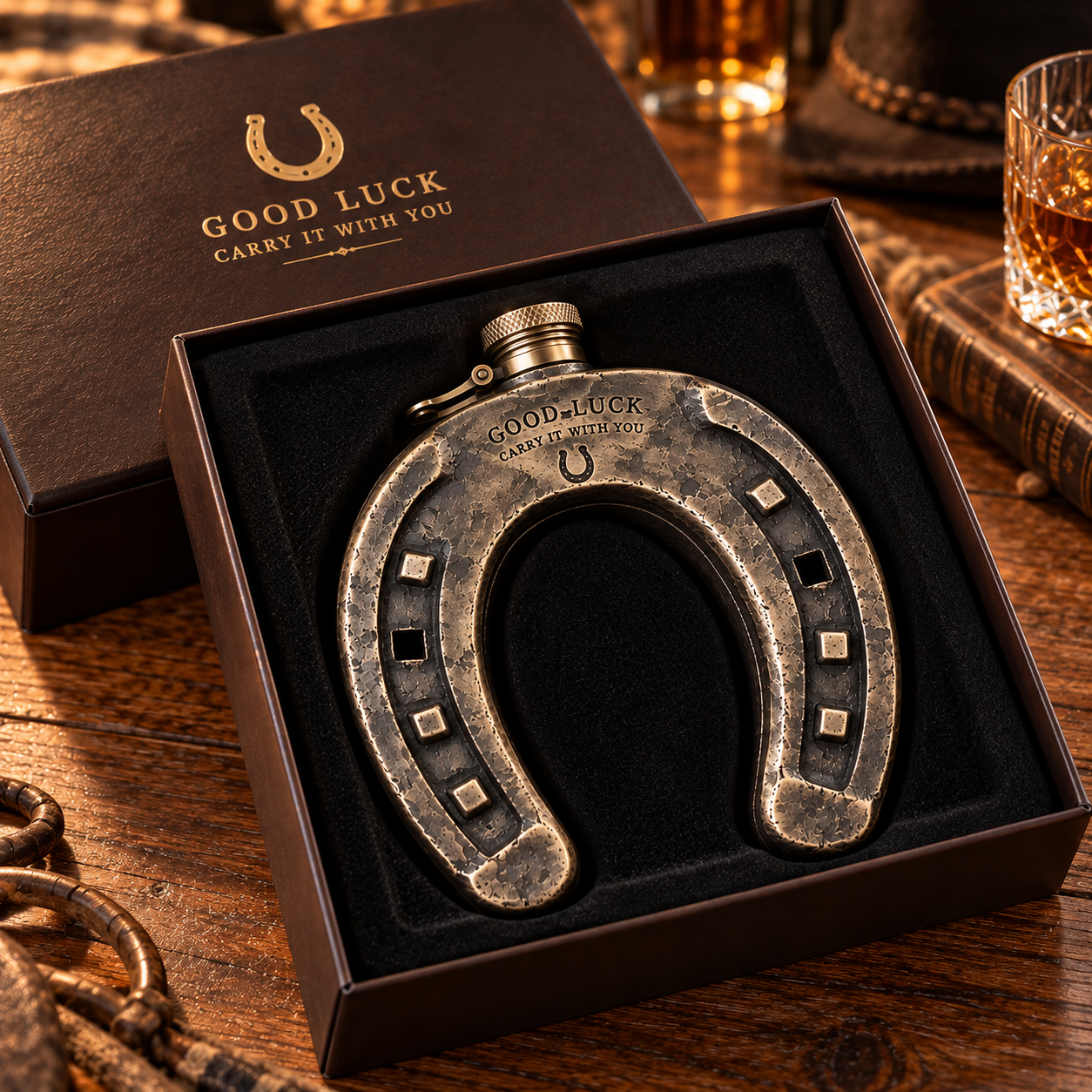 Lucky Horseshoe “Keep the Luck Close” Flask