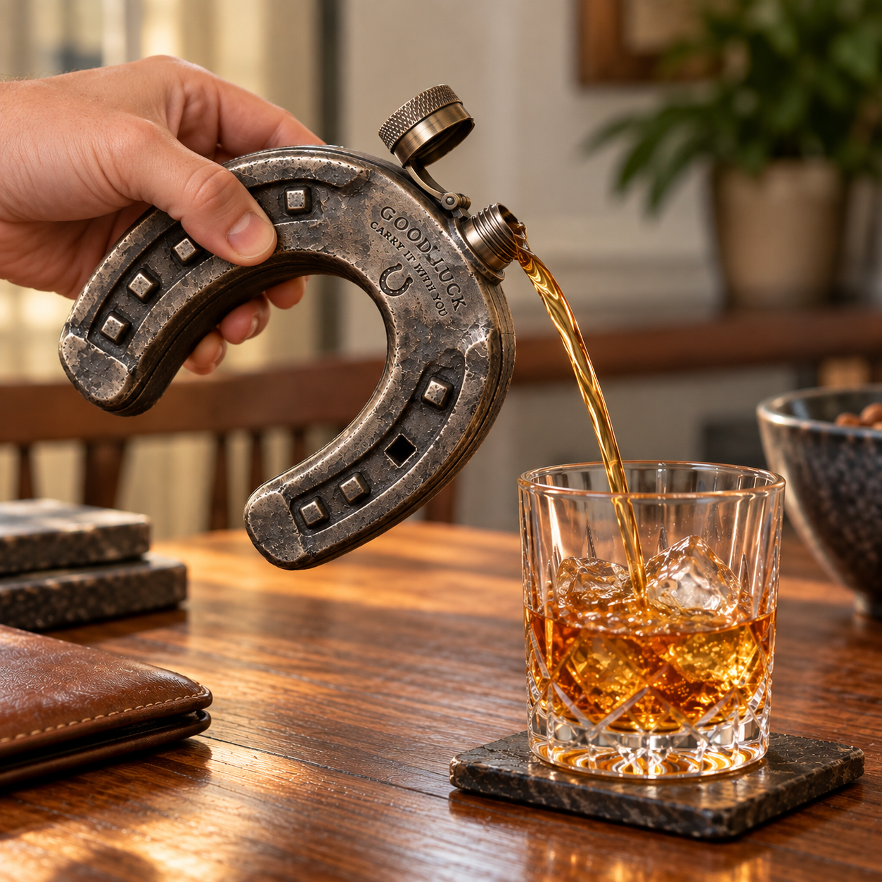 Lucky Horseshoe “Keep the Luck Close” Flask