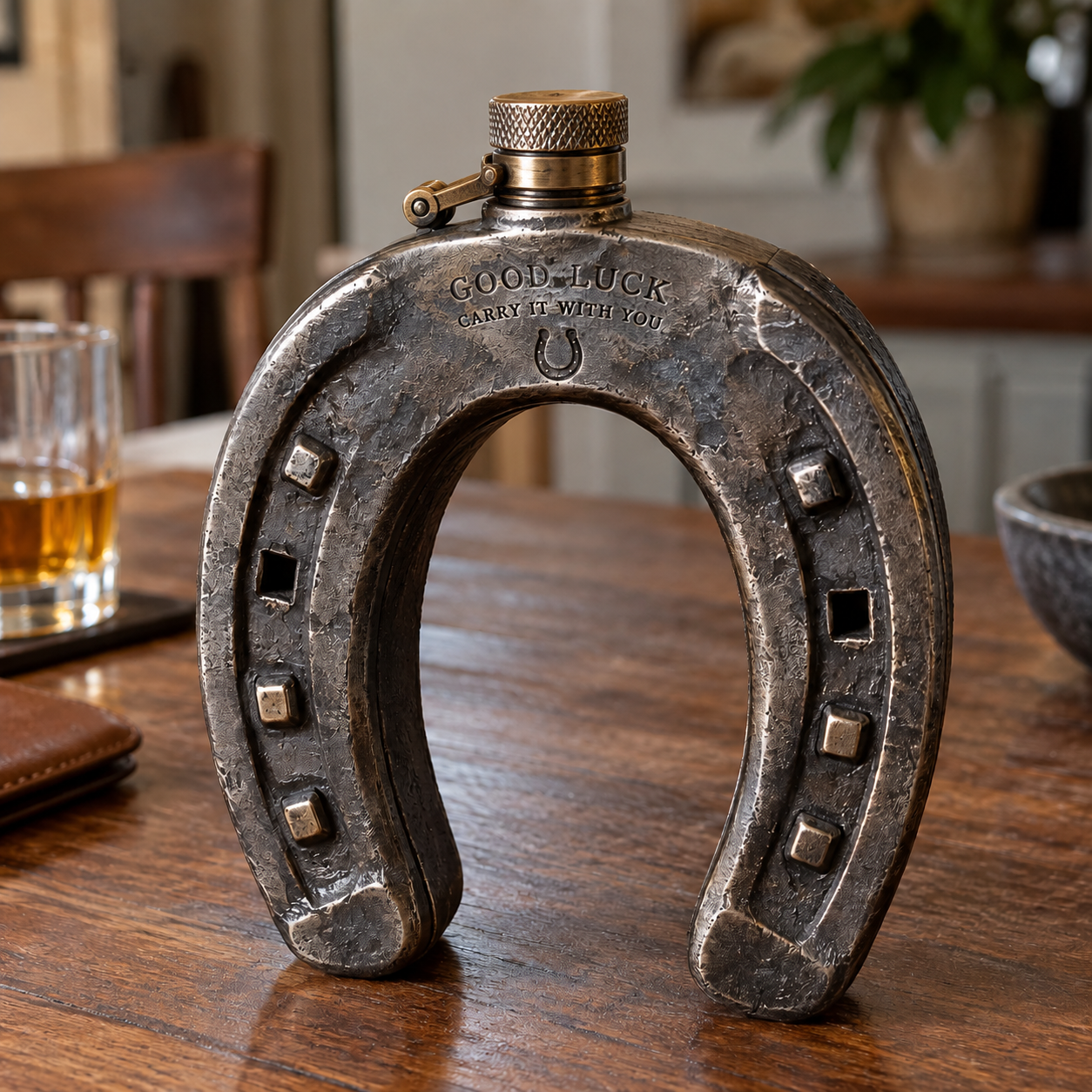 Lucky Horseshoe “Keep the Luck Close” Flask