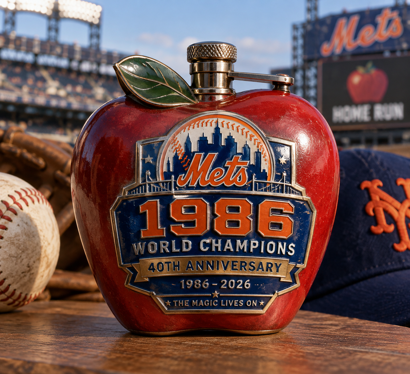 Mets 1986 “Home Run Apple” 40th Anniversary Commemorative Flask