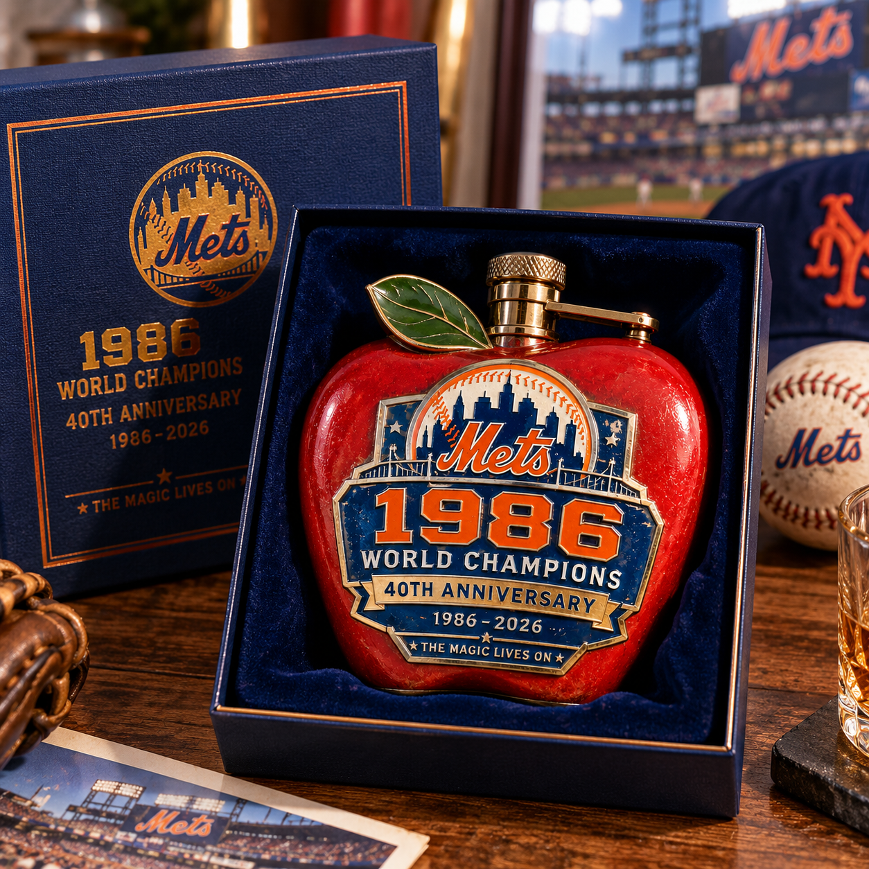 Mets 1986 “Home Run Apple” 40th Anniversary Commemorative Flask