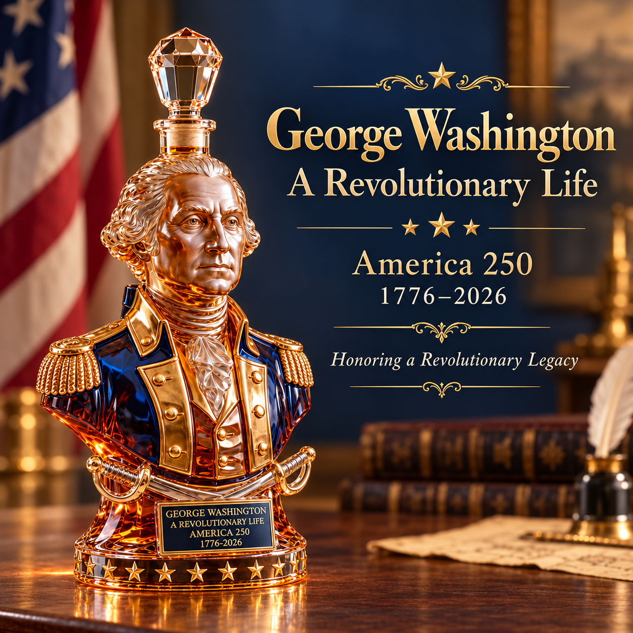 George Washington “A Revolutionary Life” America 250 Commemorative Whiskey Bottle