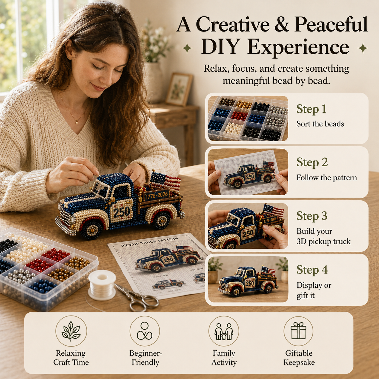 Classic Pickup Truck 3D Beaded DIY Series