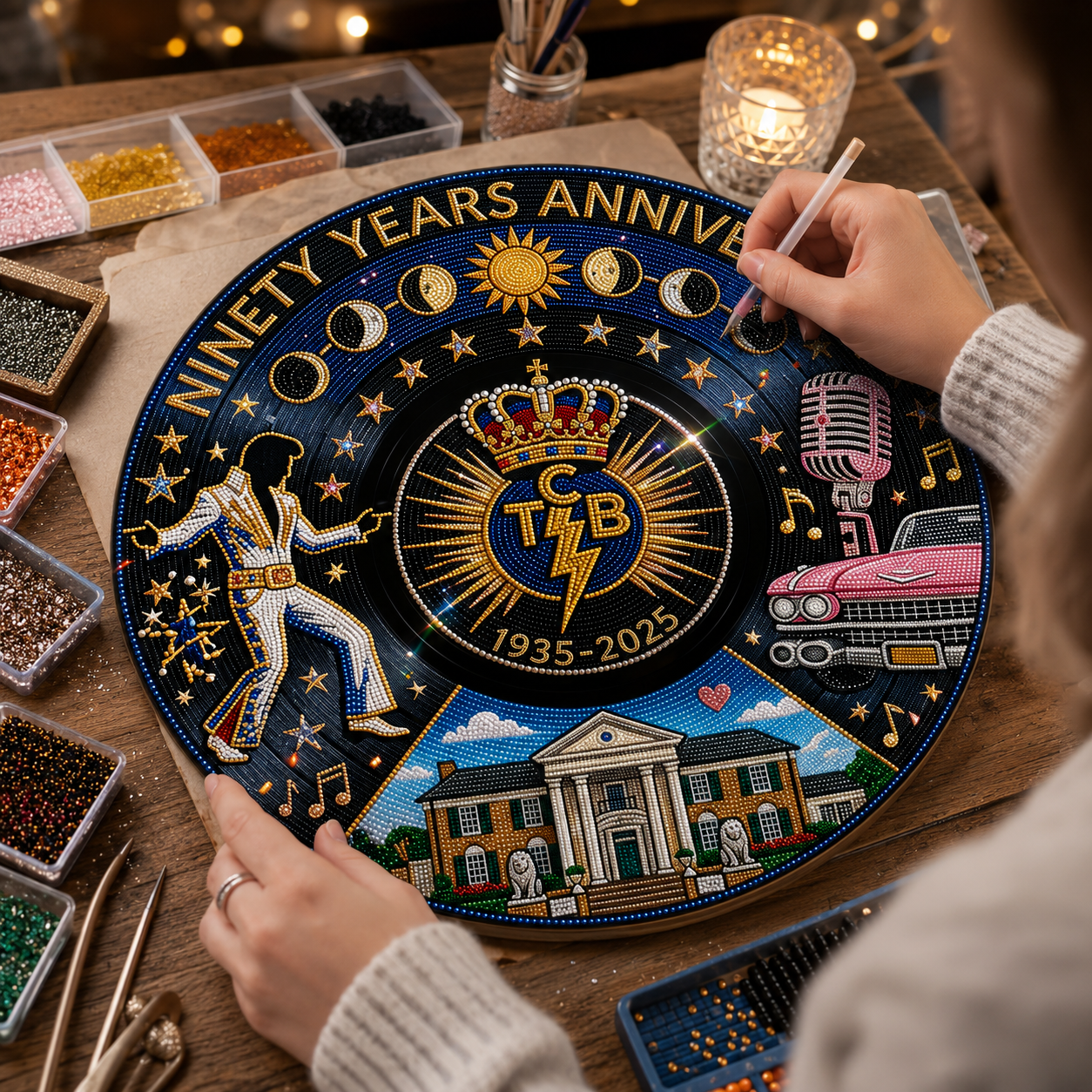 DIY Beaded Art Kit - The King of Rock ’n’ Roll 90th Anniversary Painting