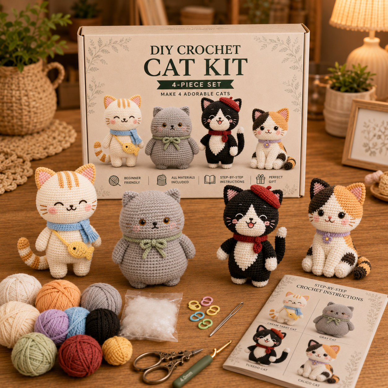 Cozy Paws DIY Crochet Cat Kit