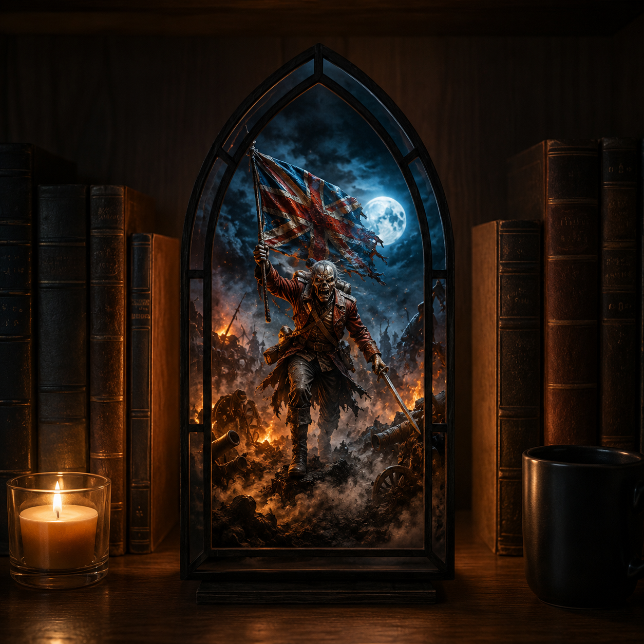 Eternal Metal Worlds Candle Holder – Heavy Metal Bookshelf Decor