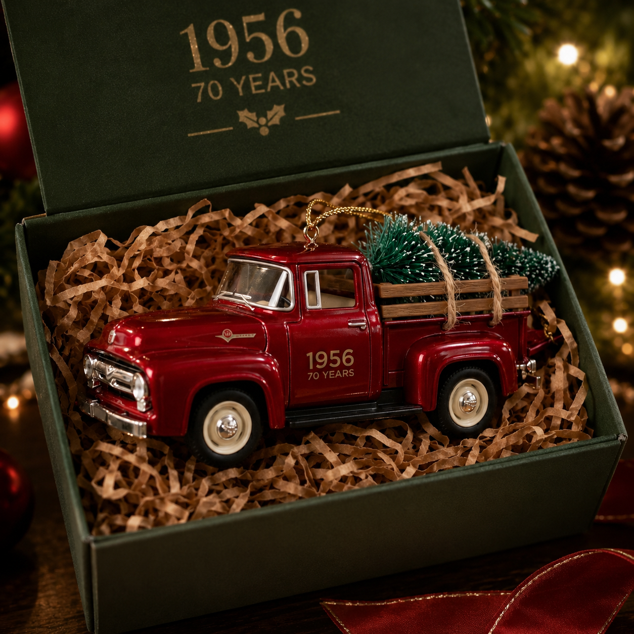 1956 Ford F-100 70th Anniversary Classic American Pickup Commemorative Ornament