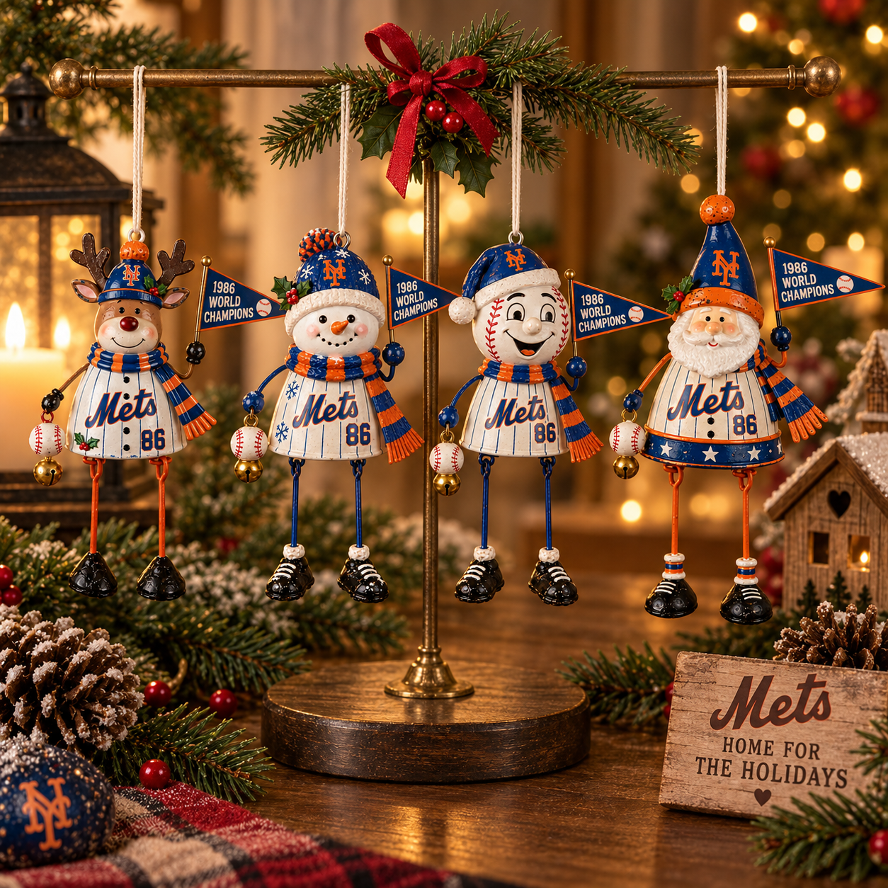 New York Mets “1986 World Champions” 40th Anniversary Holiday Keepsake Ornament Set