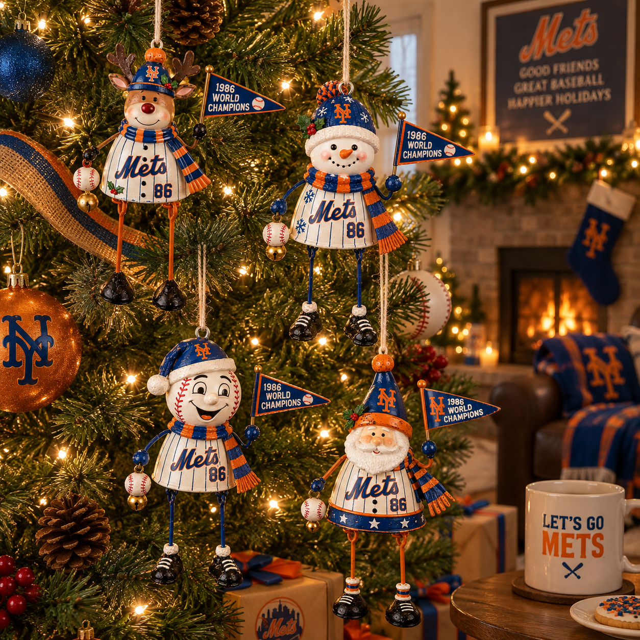 New York Mets “1986 World Champions” 40th Anniversary Holiday Keepsake Ornament Set