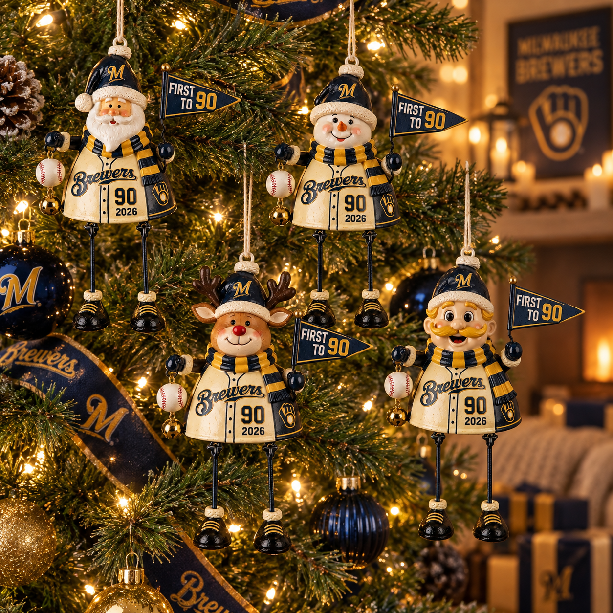 Milwaukee Brewers “First to 90” 2026 Holiday Keepsake Ornament Set