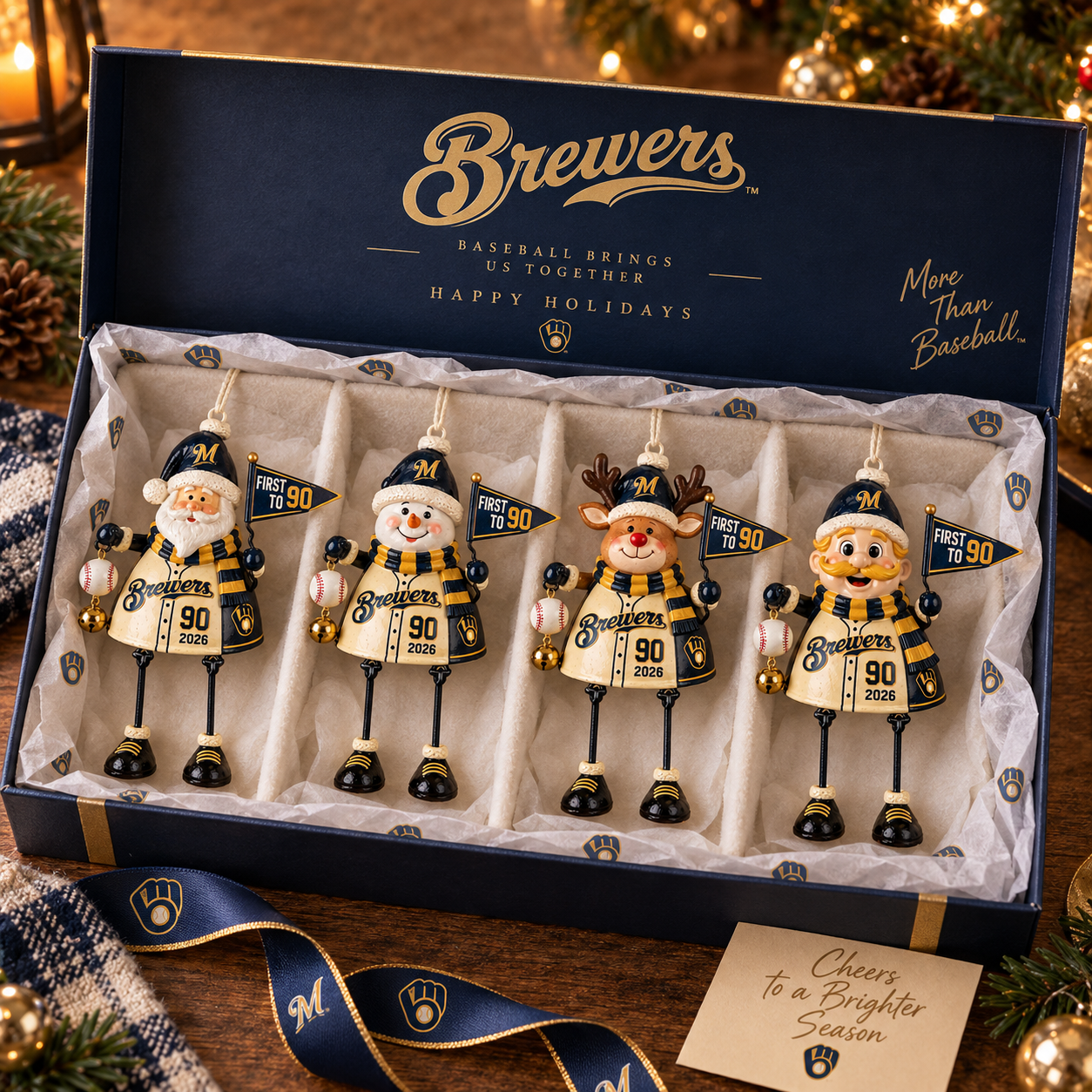 Milwaukee Brewers “First to 90” 2026 Holiday Keepsake Ornament Set