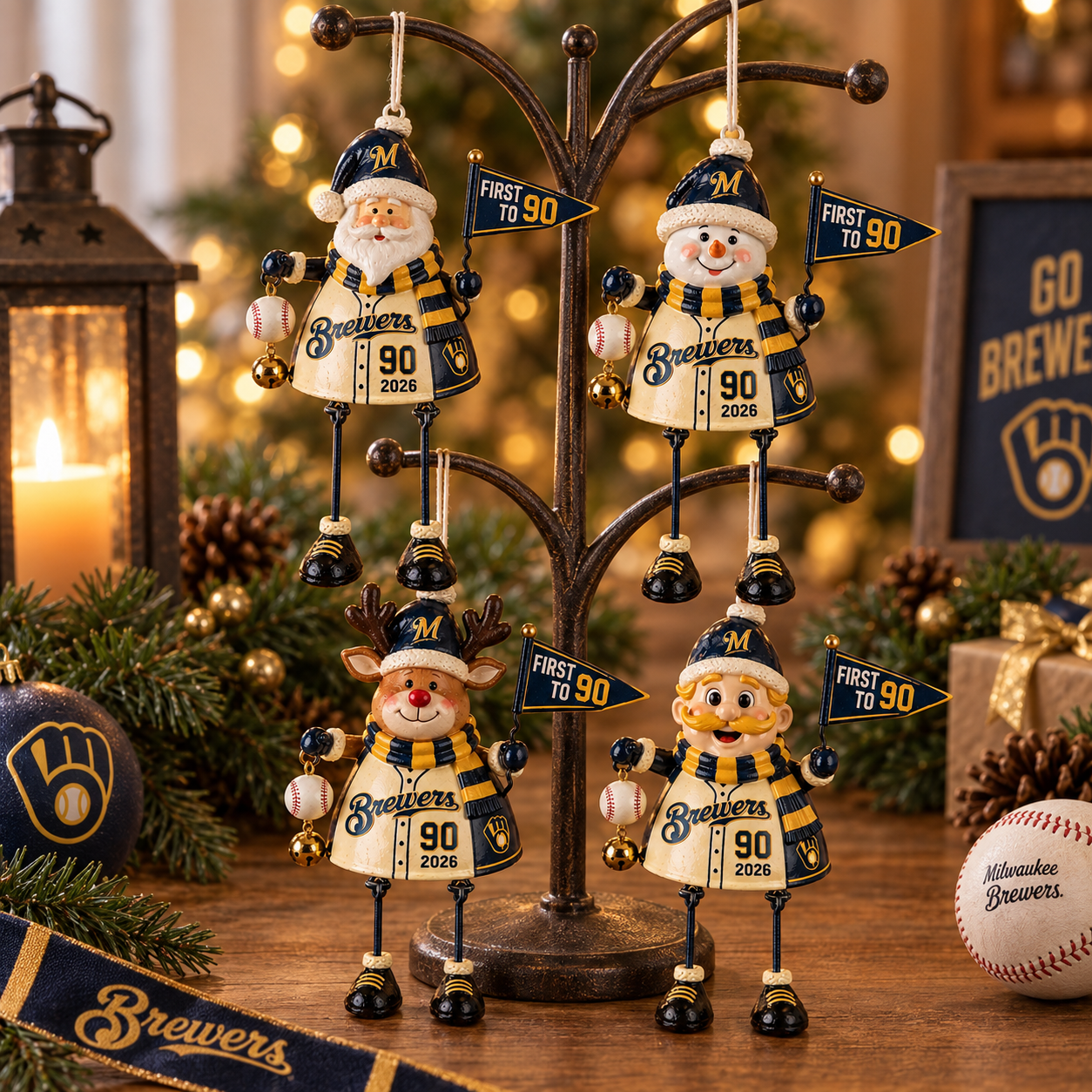 Milwaukee Brewers “First to 90” 2026 Holiday Keepsake Ornament Set