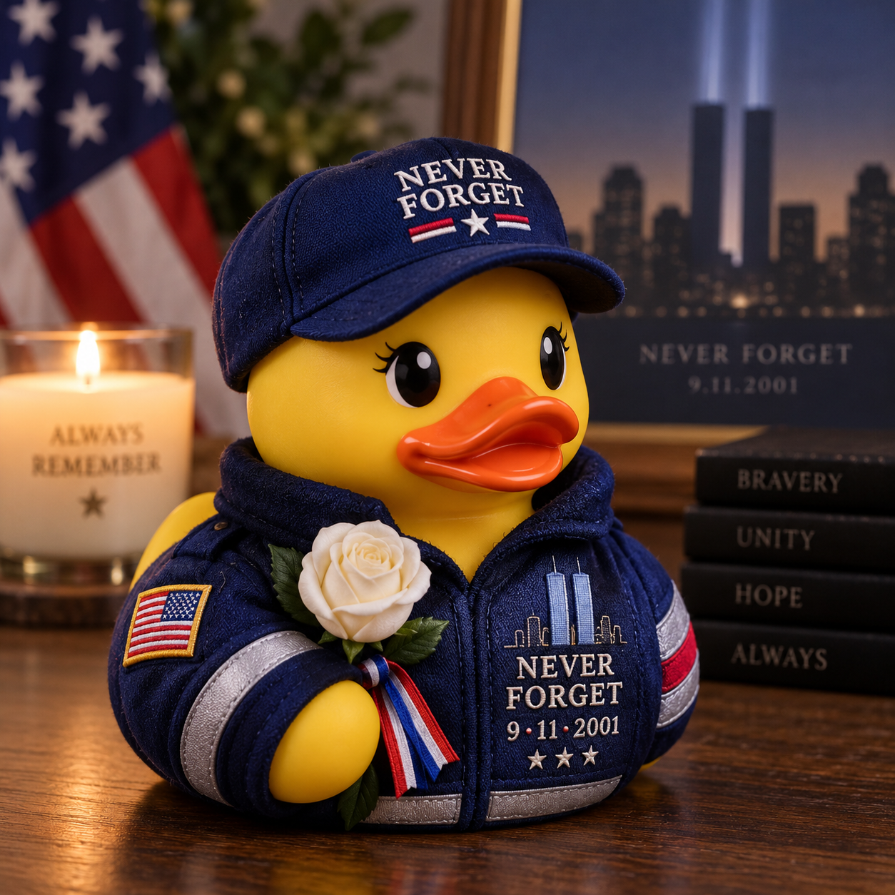 “Never Forget 9/11” Forever in Our Hearts Memorial Duck