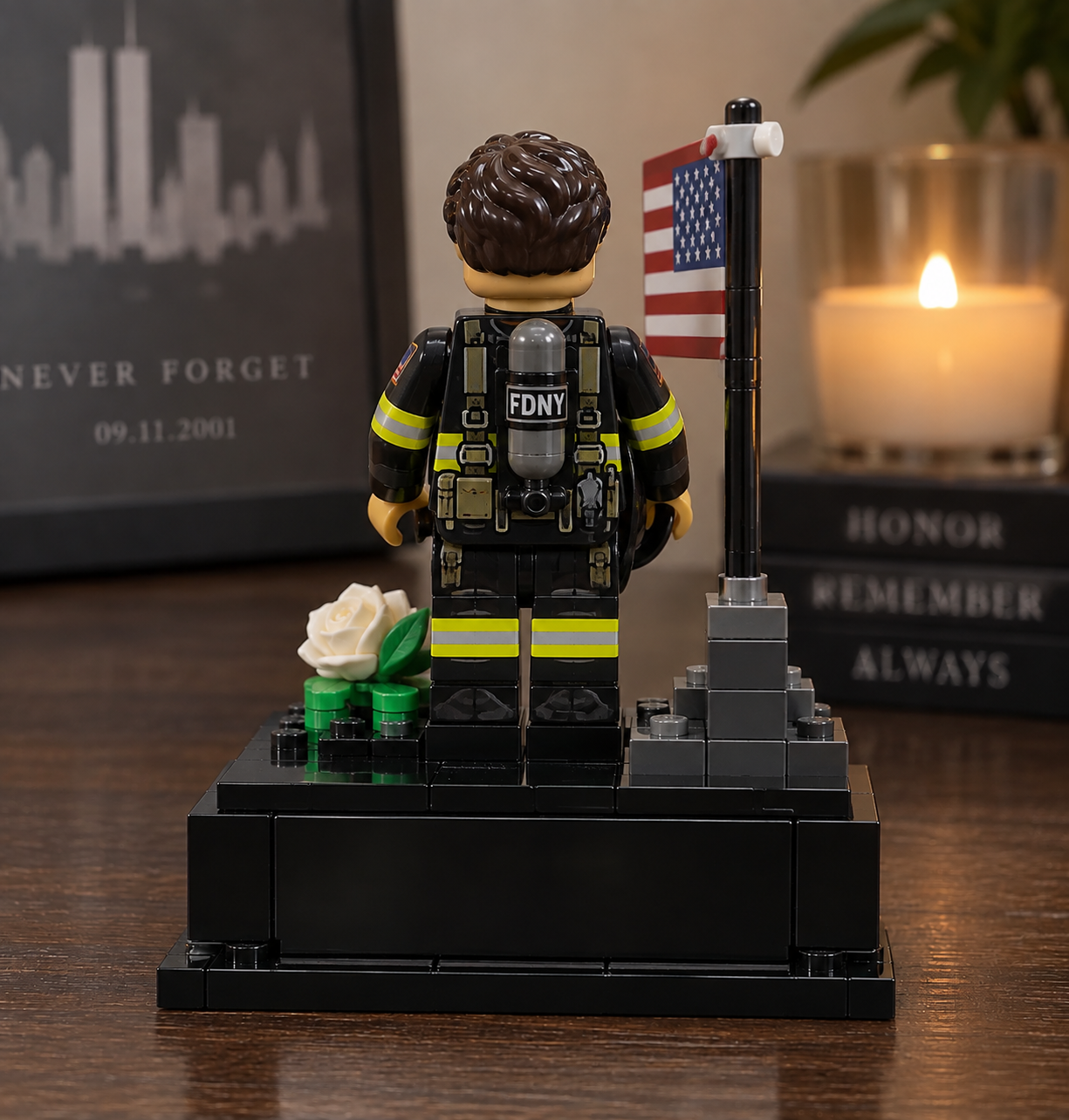 9/11 “Never Forget” Memorial Hero Brick Figure