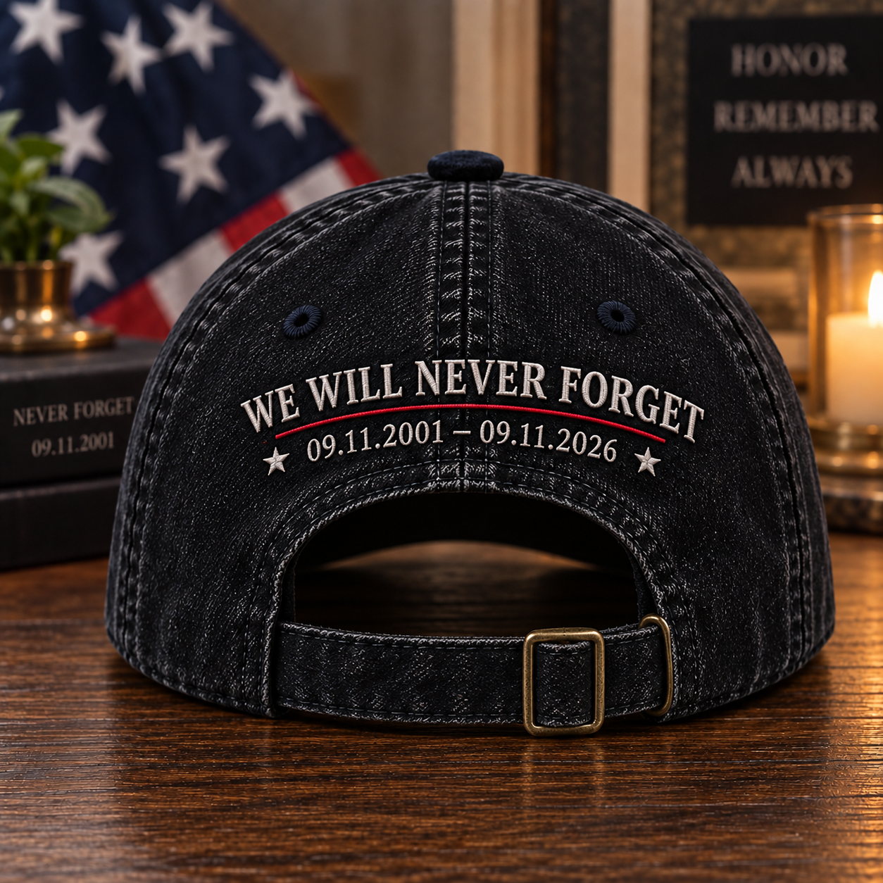 9/11 “Never Forget” 25th Anniversary Memorial Cap