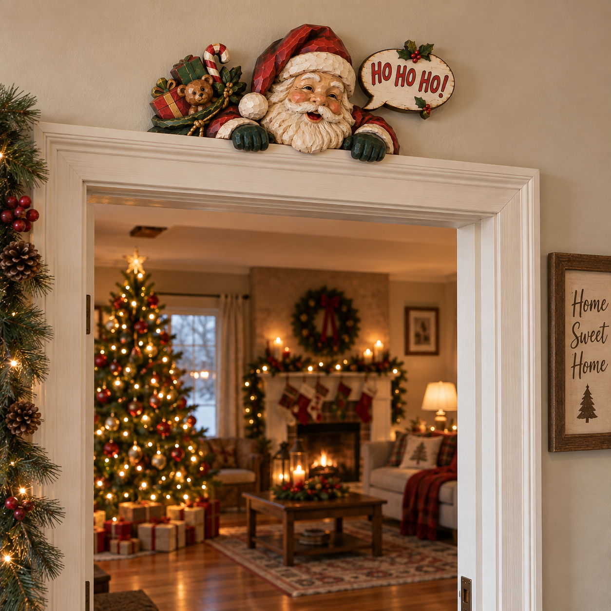 “Santa’s Special Delivery” Hand-Carved Christmas Door Topper
