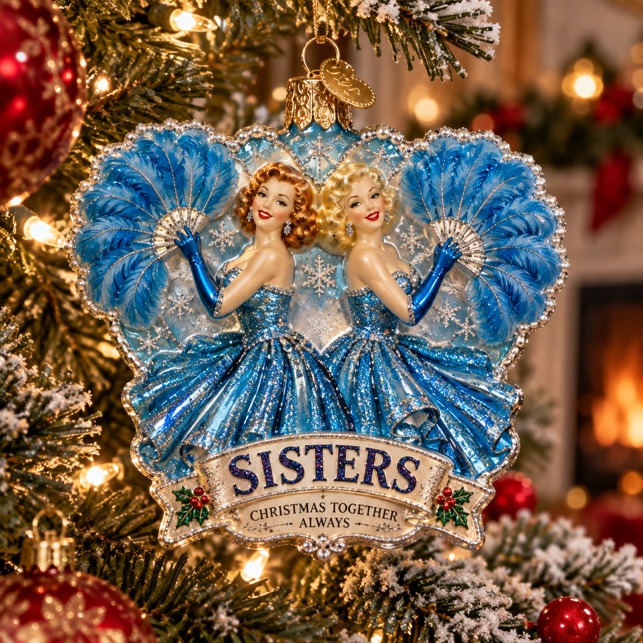Sisters “Christmas Together Always” Vintage Christmas Ornament