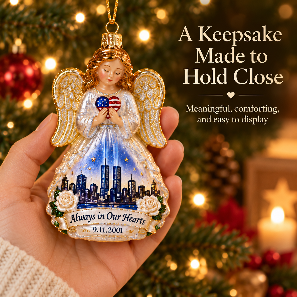 9/11 “Always in Our Hearts” Guardian Angel Memorial Ornament