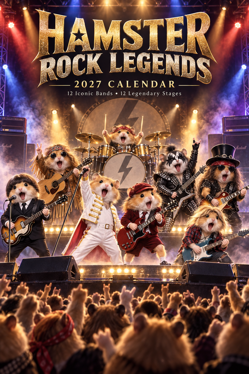 Hamster Rock Legends “12 Months of Tiny Rock Glory” 2027 Calendar