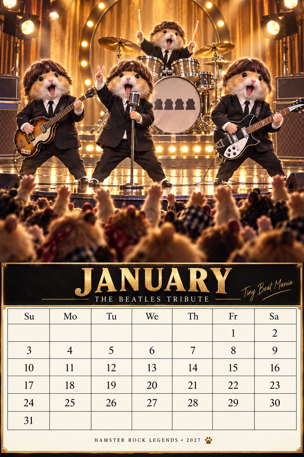 Hamster Rock Legends “12 Months of Tiny Rock Glory” 2027 Calendar