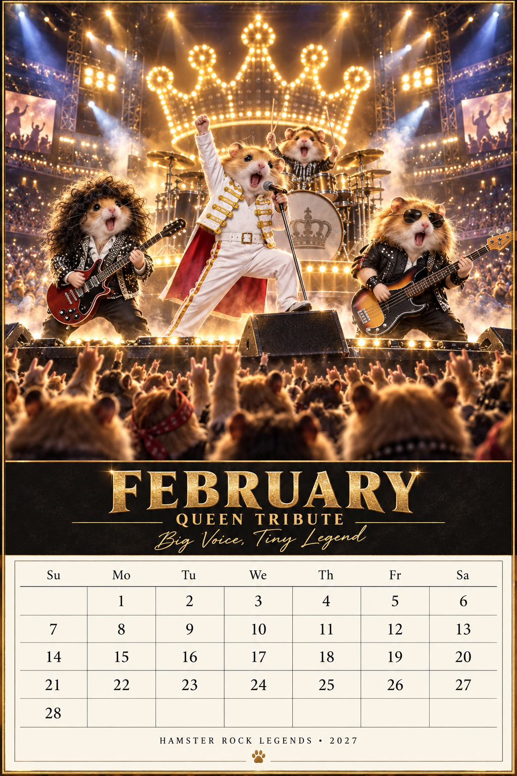 Hamster Rock Legends “12 Months of Tiny Rock Glory” 2027 Calendar