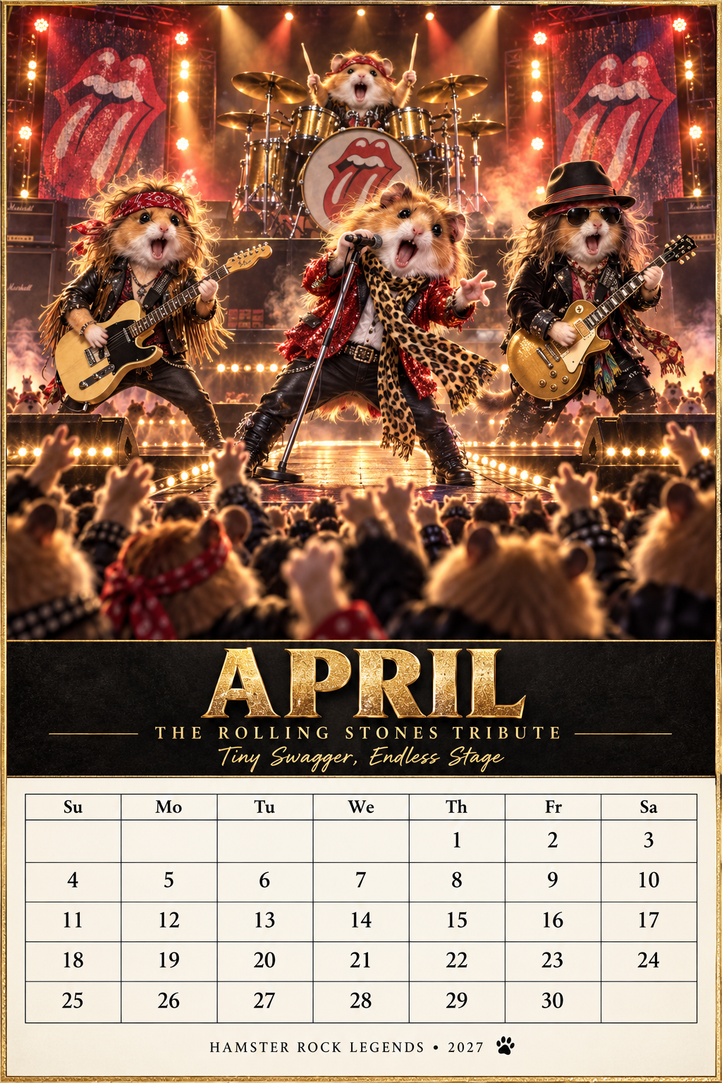Hamster Rock Legends “12 Months of Tiny Rock Glory” 2027 Calendar