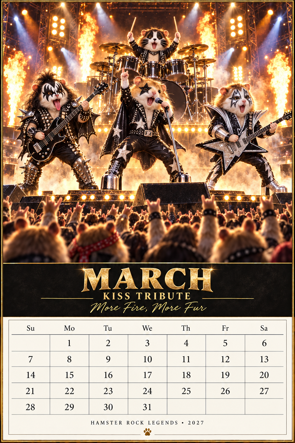 Hamster Rock Legends “12 Months of Tiny Rock Glory” 2027 Calendar