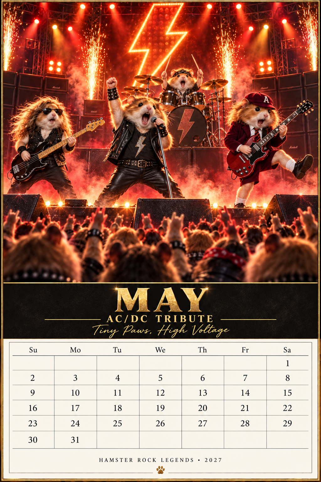 Hamster Rock Legends “12 Months of Tiny Rock Glory” 2027 Calendar