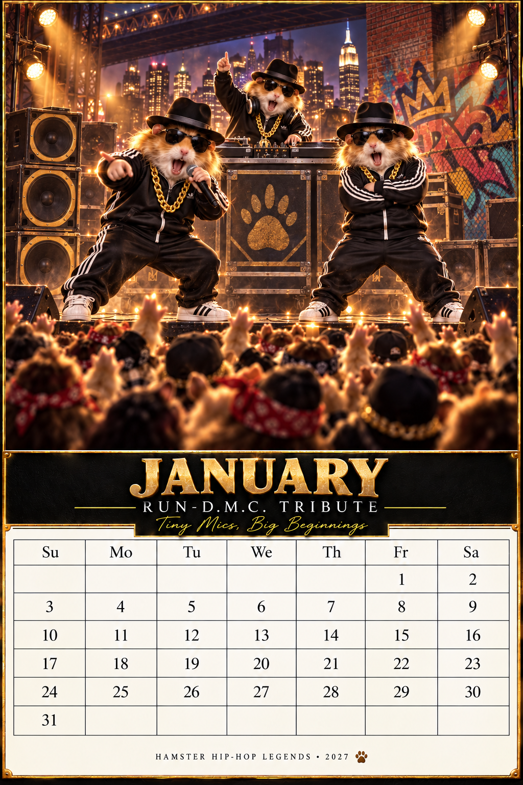 Hamster Hip-Hop Legends “12 Icons, 12 Legendary Moments” 2027 Calendar