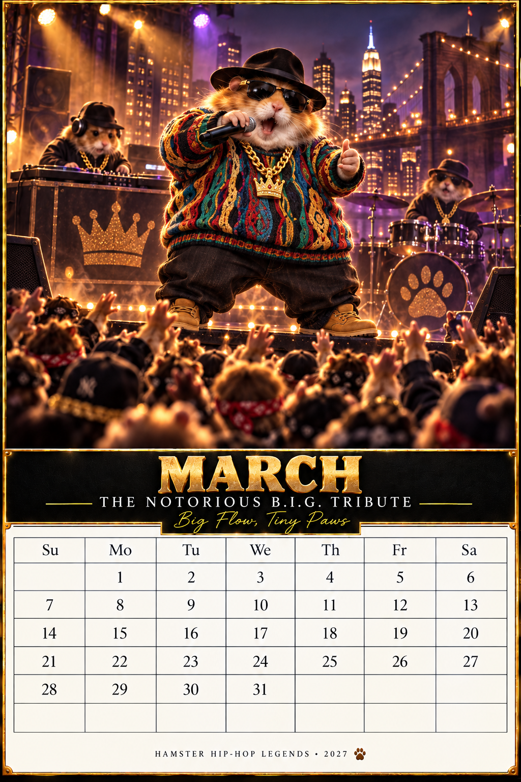 Hamster Hip-Hop Legends “12 Icons, 12 Legendary Moments” 2027 Calendar