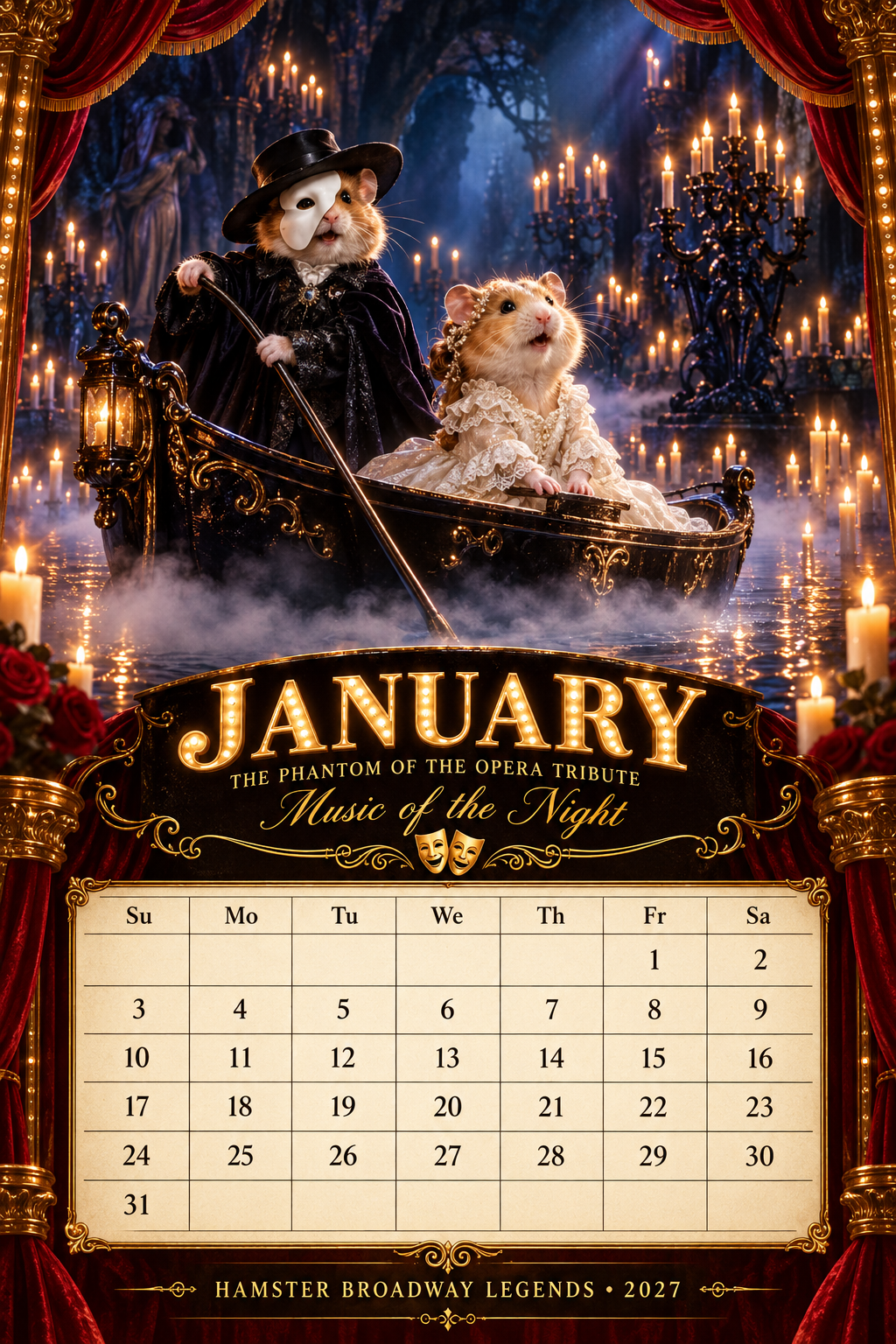 Hamster Broadway Legends “12 Iconic Shows, 12 Legendary Moments” 2027 Calendar